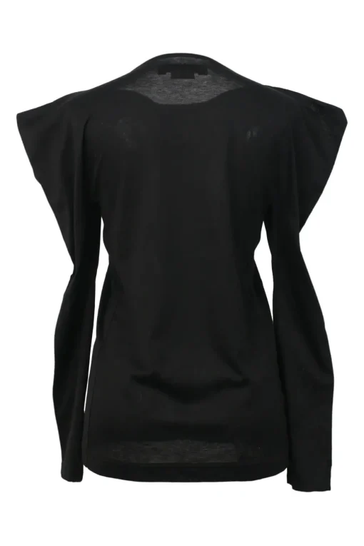 Black cotton bateau neck long sleeve pullover top