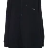 Black cotton French terry small logo hoodie with kangaroo pocket, ribbed cuffs, and hem