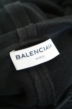 Black cotton French terry small logo hoodie with kangaroo pocket, ribbed cuffs, and hem