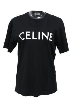 Black cotton jersey crewneck logo T-shirt