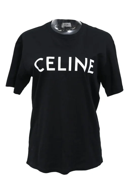 Black cotton jersey crewneck logo T-shirt