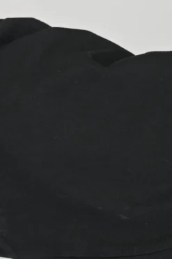 Black cotton jersey crewneck pullover swing-style T-shirt with faux leather lace-up side seams
