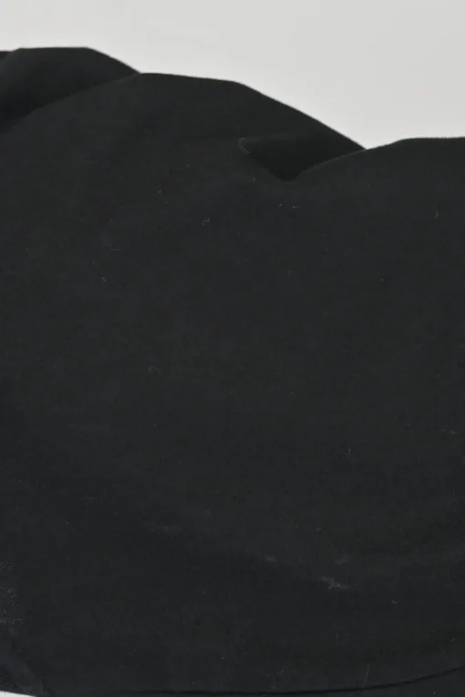 Black cotton jersey crewneck pullover swing-style T-shirt with faux leather lace-up side seams