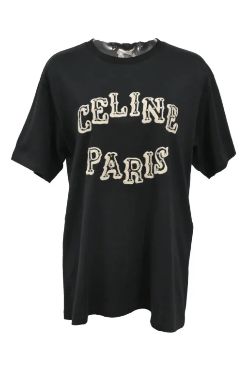 Black cotton jersey embellished logo appliqué crewneck T-shirt