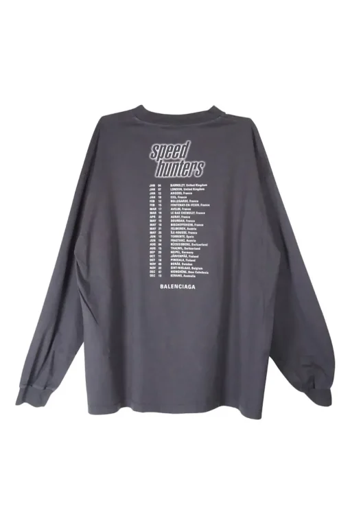 Black cotton jersey merch-inspired oversized crewneck 'Speed Hunters' boyband tour tee