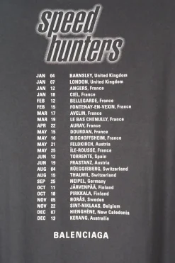 Black cotton jersey merch-inspired oversized crewneck 'Speed Hunters' boyband tour tee