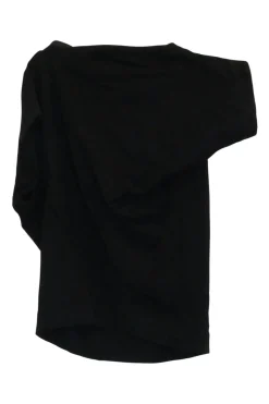 Black cotton jersey pullover asymmetric Hebo top with signature orb chest embroidery
