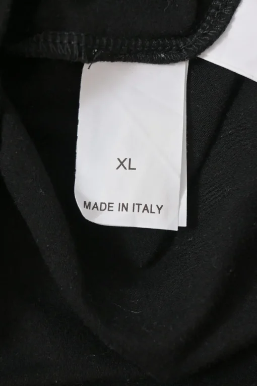 Black cotton jersey pullover V-neck T-shirt
