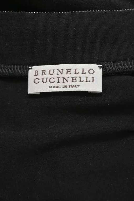 Black cotton jersey pullover V-neck T-shirt