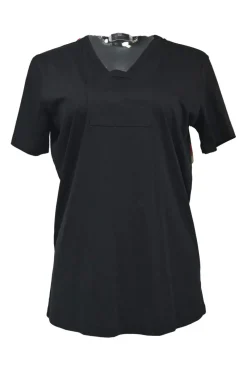 Black cotton mixed-media convertible foulard top