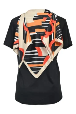 Black cotton mixed-media convertible foulard top