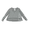Black cotton patchwork check jacquard swing-style long sleeve Y-collar blouse