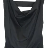 Black cotton pullover cocotte-style draped camisole with fixed straps