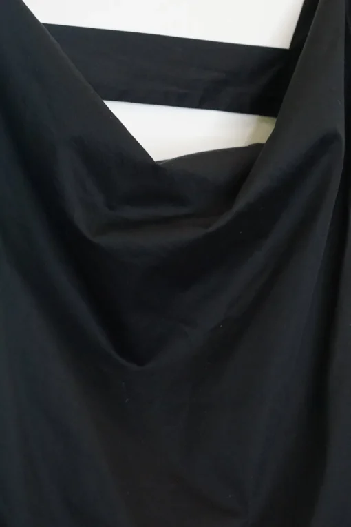 Black cotton pullover cocotte-style draped camisole with fixed straps