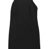 Black cotton racerback slip dress with plunge back