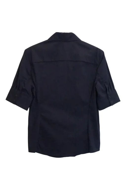 Black cotton-blend boxy short sleeve shirt