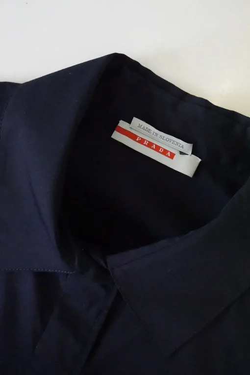Black cotton-blend boxy short sleeve shirt