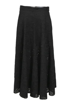 Black cotton-blend broderie Anglaise maxi skirt