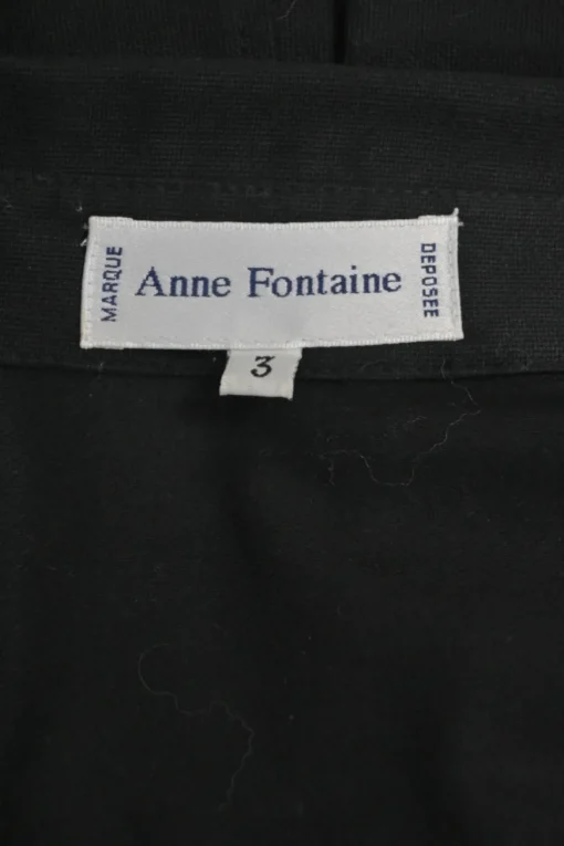Black cotton-blend dagger collar corset-style shirt with exposed hook and eye front closure