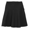 Black cotton-blend drop-waist mini skirt