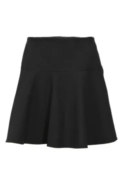 Black cotton-blend drop-waist mini skirt