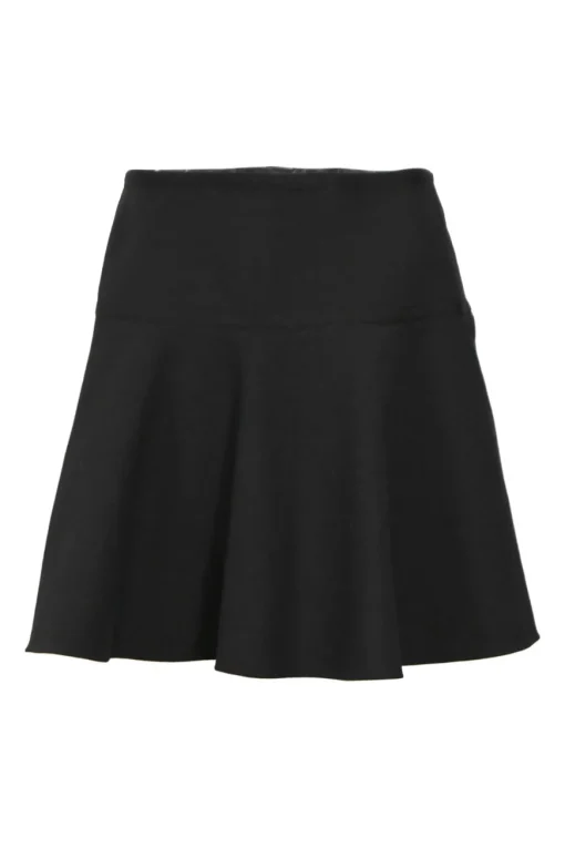 Black cotton-blend drop-waist mini skirt