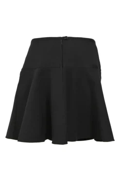 Black cotton-blend drop-waist mini skirt