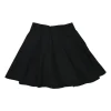 Black cotton-blend flared skater mini skirt with side placket zipper