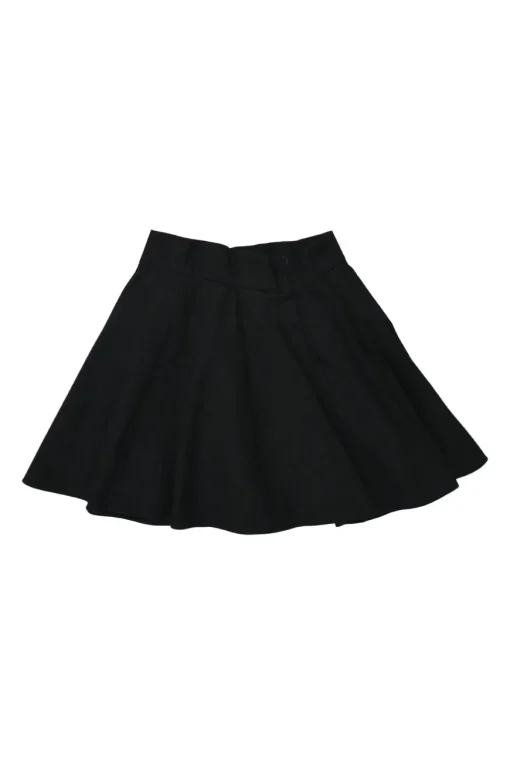 Black cotton-blend flared skater mini skirt with side placket zipper