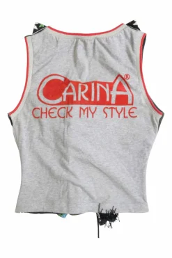 Black cotton-blend floral-embroidered Góralskie-inspired lace-up stays with slogan back panel