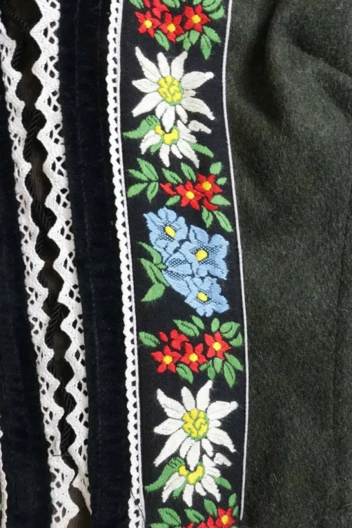 Black cotton-blend floral-embroidered Góralskie-inspired lace-up stays with slogan back panel