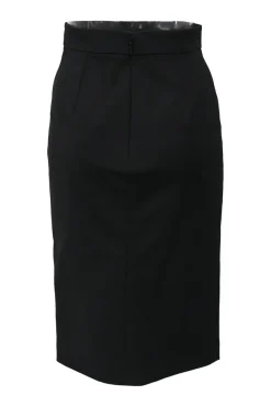 Black cotton-blend gabardine tailored pencil skirt