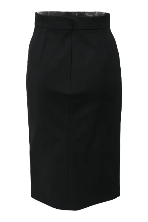 Black cotton-blend gabardine tailored pencil skirt