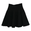 Black cotton-blend mini skater skirt