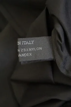 Black cotton-blend poplin button-front shirt with chest patch pocket and curved hem
