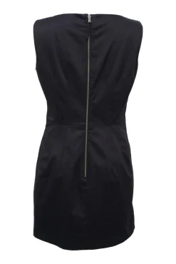 Black cotton-blend sleeveless sheath dress