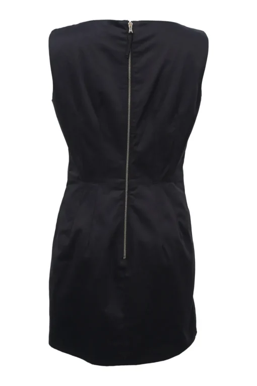 Black cotton-blend sleeveless sheath dress