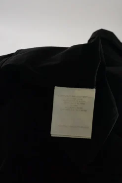 Black cotton-blend tie collar button-front blouse