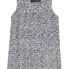 Black cotton-blend two-tone marled fully-fashioned pullover knit tank top