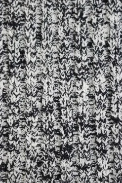 Black cotton-blend two-tone marled fully-fashioned pullover knit tank top