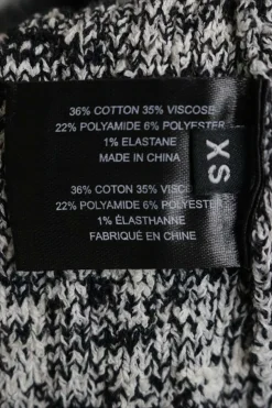Black cotton-blend two-tone marled fully-fashioned pullover knit tank top