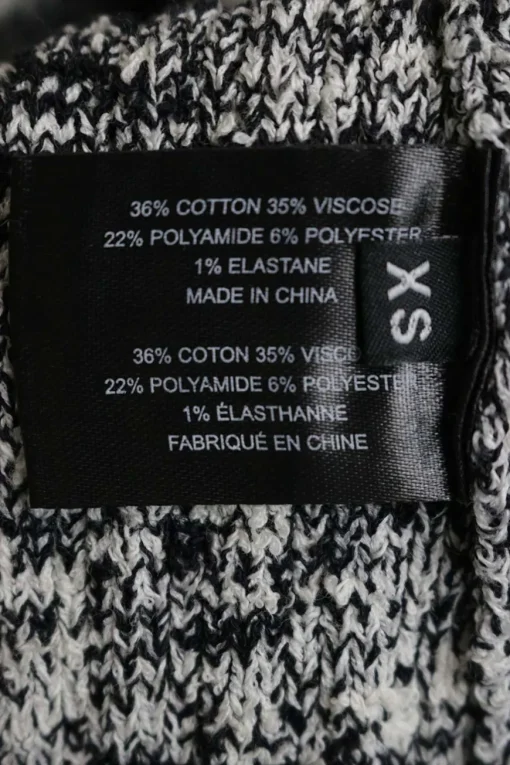 Black cotton-blend two-tone marled fully-fashioned pullover knit tank top