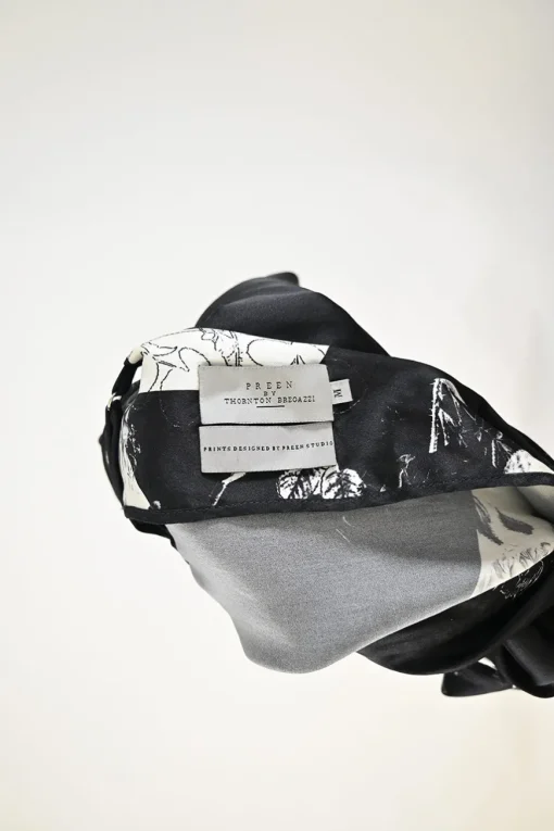 Black cowl draped silk one-shoulder camisole with adjustable spaghetti strap