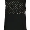 Black cross-embellished raw edge lyocell sleeveless shift dress