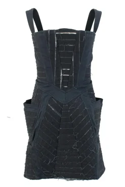 Black denim corseted mini dress