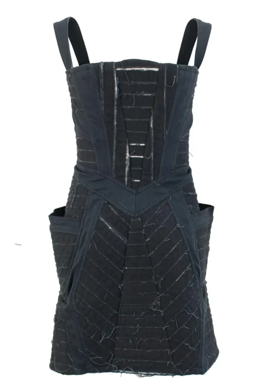 Black denim corseted mini dress