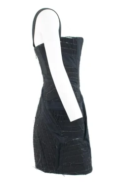 Black denim corseted mini dress