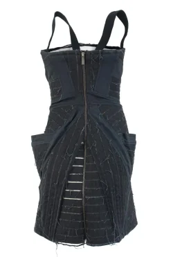 Black denim corseted mini dress