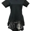 Black dolman sleeve bustle T-shirt