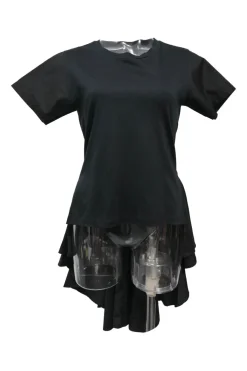 Black dolman sleeve bustle T-shirt